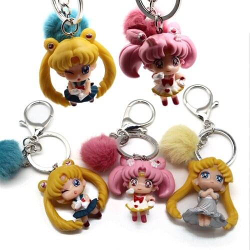 Childhood Anime Trinket Keychain Star Moon Keyrings Luna Plush Doll Beautiful Jewelry Car Bag Keyholder Women Girl Kawaii Gift