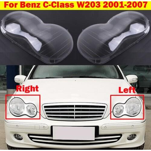 For Mercedes-Benz C-Class W203 Car Front headlights transparent shell lampshade headlights glass lamp cover 2001-2007