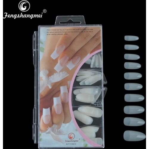 Fengshangmei Half Covered Pointy False Nails Fake Finger Nail Tips Natural Packing of 100pcs
