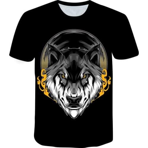 New wolf T-shirt 3D printing summer mens short-sleeved casual oversized O-neck hip-hop short-sleeved top XXS-6XL