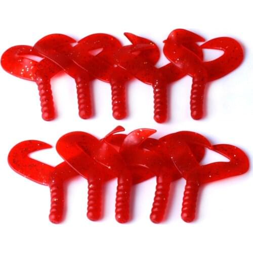 HENGJIA 100pcs/lot Two tail Soft Maggots Worms Fishing Lure 6cm 3g Rubber Silica Gel Artificial Fishing Tackle