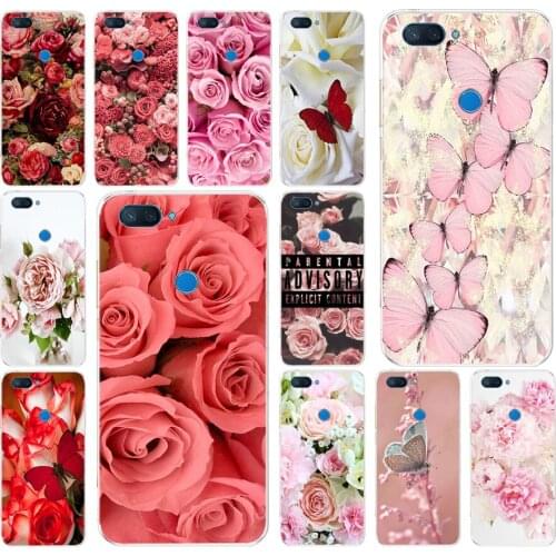 002FG Red butterfly on white roses flower Soft Silicone Tpu Cover phone Case for xiaomi redmi mi 8 A1 A2 lite