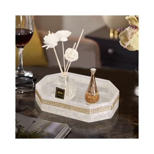 Luxury Rhinestone Resin Bathroom Accessories Set Bathroom Tray Bathroom Kit Tea Tray Cotton Swab Box Toothpick Box Cosmetic Case