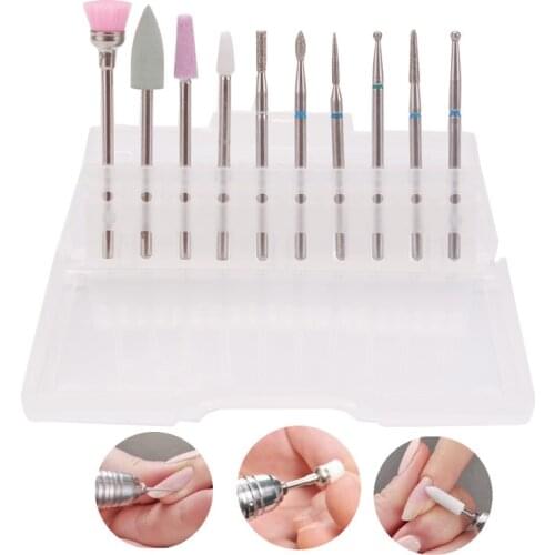 Milling Cutters Manicure Drill Nail Bits Kits 10Pcs/Set Tungsten Steel Carbide Equipment Tools