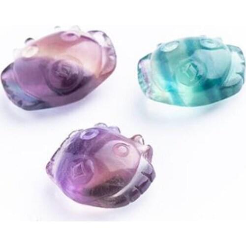 Natural Rainbow Fluorite Crab Pendant Quartz Animal Shape Neckalce Healing Crystal Stone Charm Jewelry Gift Home Decoration
