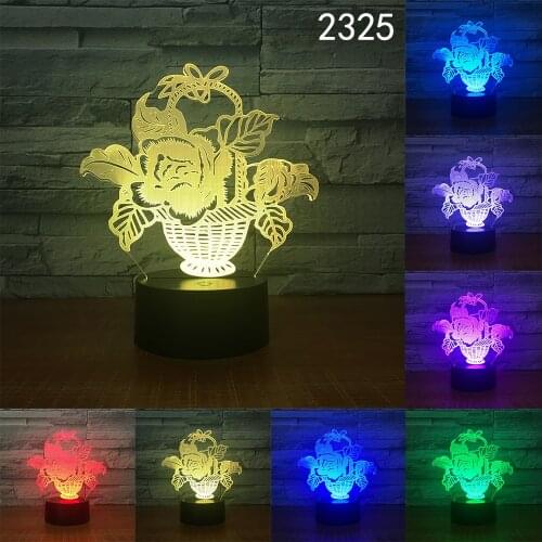 Birthday Gift 3d Night Light Acrylic Decoration Led Atmosphere Light USB Bedside Table Lamp Flower Nightlight