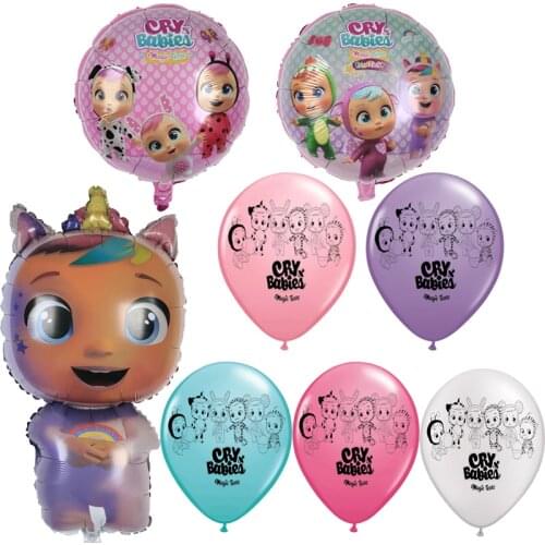 New Cry Babies Foil Balloon Angle Doll Latex Balloons Crying Baby Magic Tear Princess Happy Birthday Party Decor Girl Kids Toys