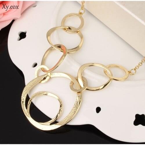 New Women Classical Large Round Circle Statement Pendant Necklace Bib Choker