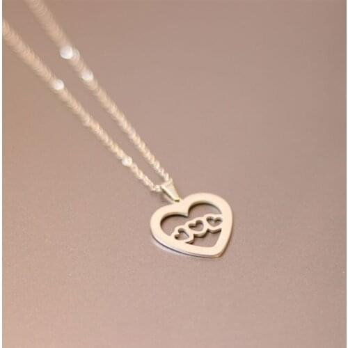 New Heart in Heart Stainless Steel Custom Necklace Cute Love Pendants Necklaces Girls Kids Fashion Minimalist Jewelry Gift