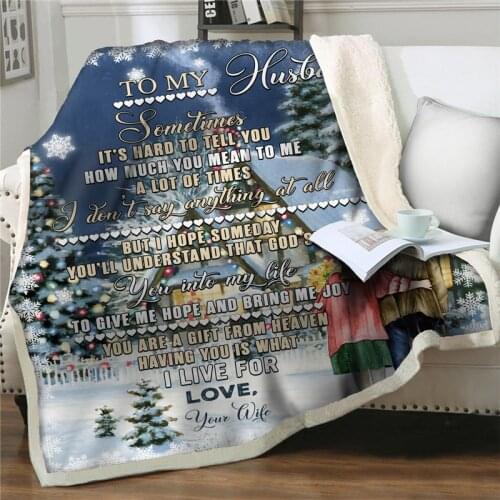 To My Husband Message Letter Quilts Blankets snow scene Printed Flannel Blanket Home Textiles Beddings Sofa Express Love Blanket