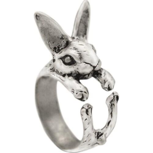Opening Vintage Chic Handmade Rabbit Finger Rings Bunny Animal Rabbit Ear Carrot Moon Knuckles Rings for Women Girls Charm Gifts