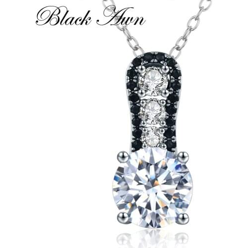 BLACK AWN Classic 925 Sterling Silver Necklaces Pendants Fine Jewelry Trendy Engagement Necklaces for Women Wedding Pendant P043