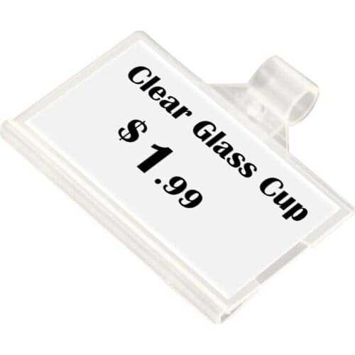 4x7cm Reusable Wire Shelf Label Hanging Clip Sign Holder Sleeve