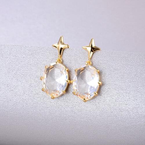 UILZ Trendy Gold Color Luxury AAA Zirconia Crystal Star Drop Earrings for Women Simple Bride wedding jewelry Gift 2020 UE2738