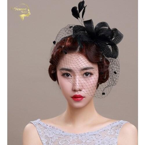 Wedding Hats For Women Vintage Net Bridal Hats Black Wedding Accessorie Brides Fascinator Wedding Birdcage Veil Face Veils BH008