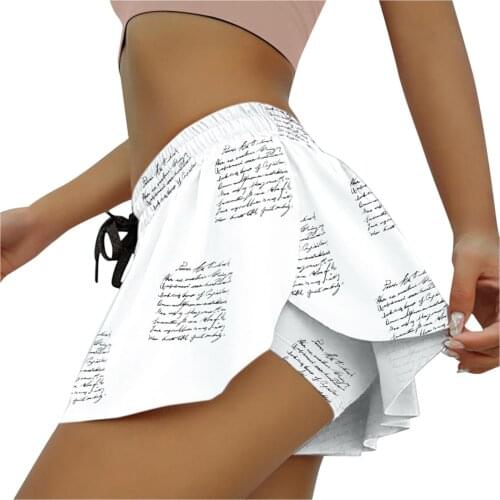 Letter Print Elastic Yoga Shorts High Waist Sports Quick-drying Pants Female Anti-empty Golf Mini Shorts Summer 2XL Loose Bottom