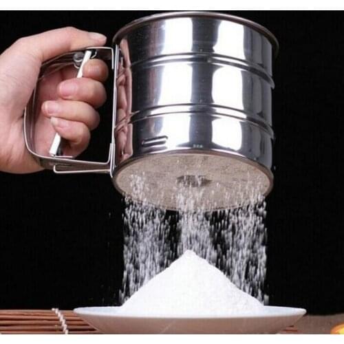 Useful Portable Cake Net Sieve Flour Sieve Filter Sieve Hand-held Flour Sieve Hand-pressed Flour Sieve Baking Tool