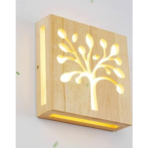 Modern Wood Led Wall Lamp Indoor Square Lighting Wall Decor Light Living Room Bedroom Bedside Lamp Aisle Corridor Led Wall Light