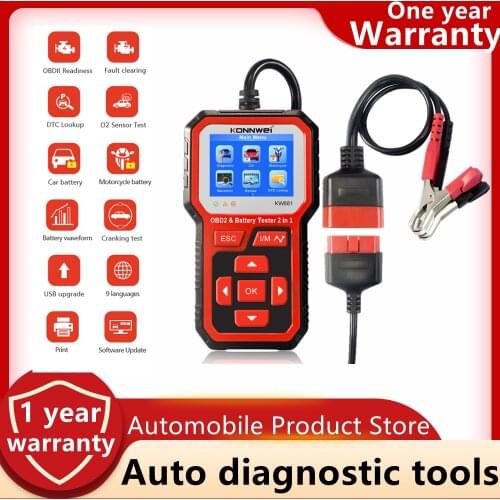 KW681 car battery tester 6V-12V car battery analyzer Auto Diagnostic Tool 2 in1 2000 CCA battery charge tester OBD2 Scanner