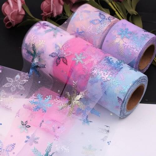 Tulle Roll 25Yard 6cm Gradients Snowflake Fabric Wedding Decor TUTU Baby Shower Tulle Christmas Party and Events Engagement