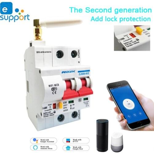 EWeLink 2P WiFi Switch Smart Circuit Breaker Automatic switch recloser overload short circuit protection Switch work with Alexa