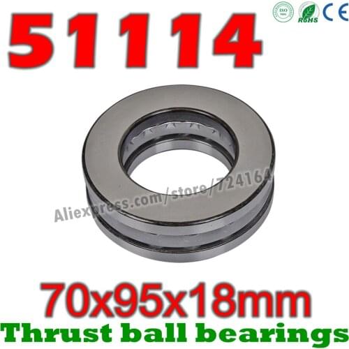 70x95x18 mm Thrust Ball Bearings 51114 Axial 51114M 8114 8114H Plane 70*95*18 Free shipping Steel or brass cage Wholesale