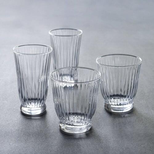 Nordic Style Vertical Drinkware Tea Coffee Mug Stripes Whiskey Cup Tea-Cup Fruit Tea Cup Milk Juice Cup Cream Drinking