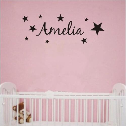 Personalized Any Name Stars Vinyl Wall Sticker Art Decal Wall stickers for kids room Living room Kids Bedroom Vinyl Mural A679
