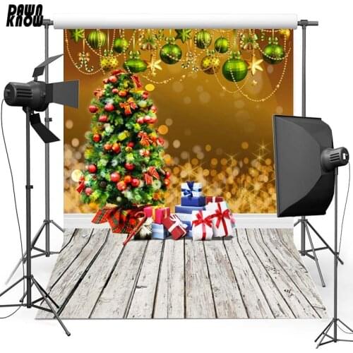DAWNKNOW Christmas Tree Shimmer Vinyl Photography Background For Baby Floor Photo Shoot Backdrop For Christmas Photo Studio L801