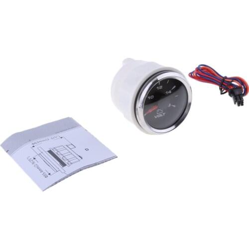 8-16V Voltmeter Volt Meter for Boat Marine RV 52mm 2inch Black & Chrome
