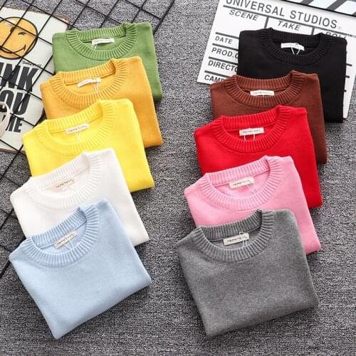 Spring Autumn Candy Color Baby Boys Girls Knitted Sweaters 2021 New Children Long Sleeve Boys Girls Boys Base Shirt 1-6Years