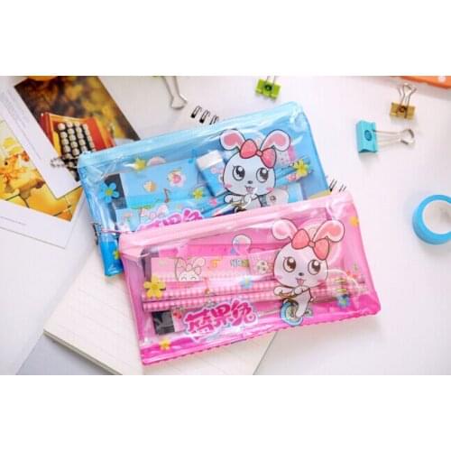 1set Kawaii rabbit Cartoon Stationery Set with pencil case Children christmas Gift Stationery for Student Prizes school supplies