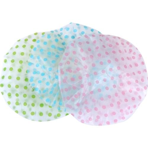 1PCS Thicken Elastic Dot Waterproof Shower Cap For Women Hair Salon Bathroom Products Bath Hat Bathing Cap