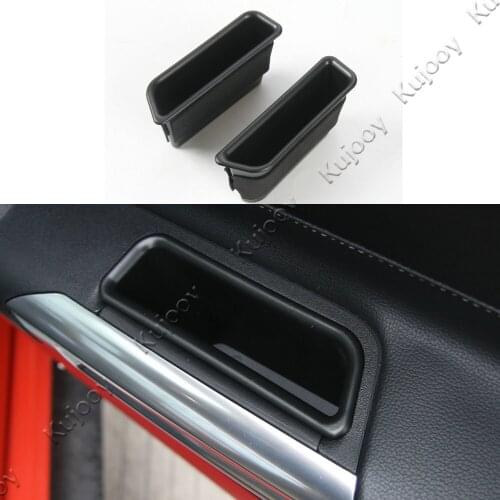 2Pcs ABS Door Side Armrest Handle Storage Box Case Cover Trim Frame For Ford Mustang 2015 2016 Car Styling Inner Accessories