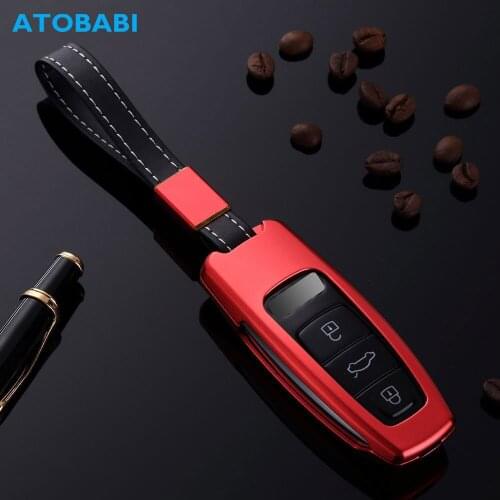 Aluminum Alloy Car Key Case For Audi A6 A6L Q8 C8 A7 A8 2018 2019 Smart Remote Control Fob Shell Cover Keychain Protector Bag