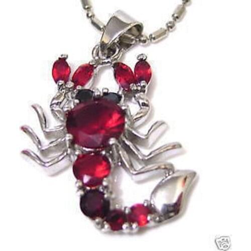 DD Wholesale FREE SHIPPING >>>>Jewellery Red Crystal Scorpion Pendant Necklace