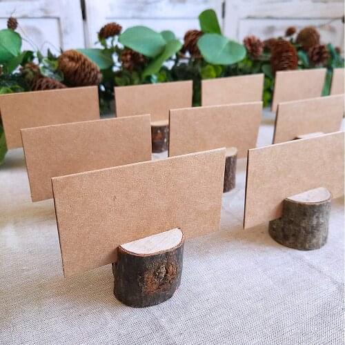 Natural Wooden Bark Memo Holder for Party Decorative Wood Pile Name Place Card Holders Menu Wedding Birthday Christmas Deco