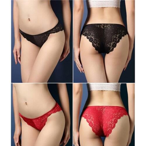 Erotic Large size Luxury womens underwear sexy lace transparent temptation briefs low-waist buttocks hollow panties xxl