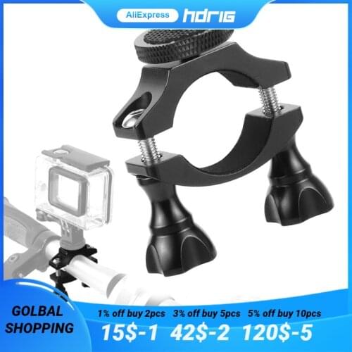 HDRIG Bicycle Bike Handlebar Mount Tube Clip Holder Rod Clamp With 1/4"-20 Screw Mount For GoPro Hero 8 7 6 5 4 Yi 4K DJI Osmo
