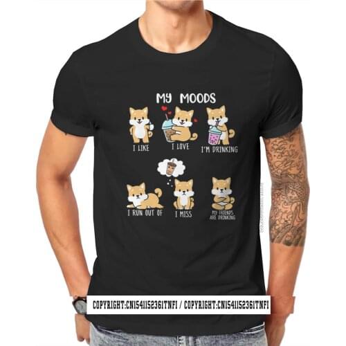 Bubble Tea Lover Shiba Inu Boba Tea Dog Classic Tshirt Vintage Gothic Mens Clothes Tops Big Size 100% Cotton O Neck T Shirt