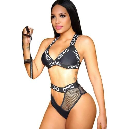 Summer skinny bodysuits ladies two piece bandage bodycon jumpsuit letter patchwork playsuit body mujer LS6130