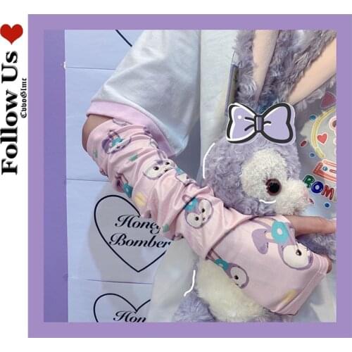 Lolita Kawaii Arm Warmer Female Summer Japanese Cartoon Girl Ice Silk Glove Sleeve Pink Loli College Arm Sleeve Glove Woman