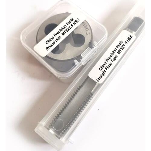 2PCS HSS Metric Right Hand tap and die set M13 M13X1 M13X1.5 Fine Screw thread Plug Taps Round dies M13X0.75 M13X1.25 M13X0.5