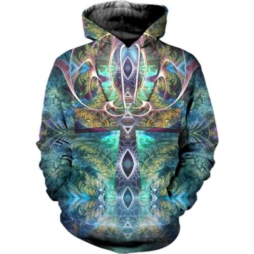 Psychedelic Art Ankh 3D All Over Printed Men Hoodies/sweatshirts Harajuku Fashion Hooded Autumn Long Sleeve streetwear Pullover