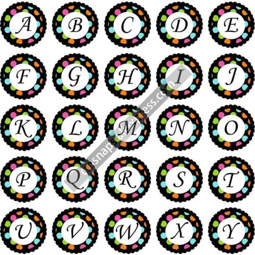 New A-Z alphabet letters words 1lot (26pcs) 12mm/16mm/18mm/25mm Round photo glass cabochon demo flat back Making findings