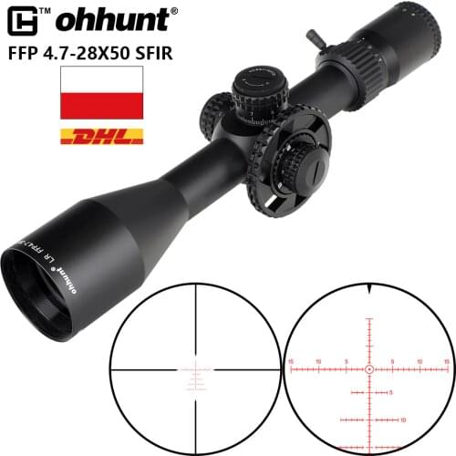 Ohhunt LR FFP 4.7-28X50 SFIR First Focal Plane Hunting Riflescope Glass Etched Reticle Side Parallax Lock Reset Scope
