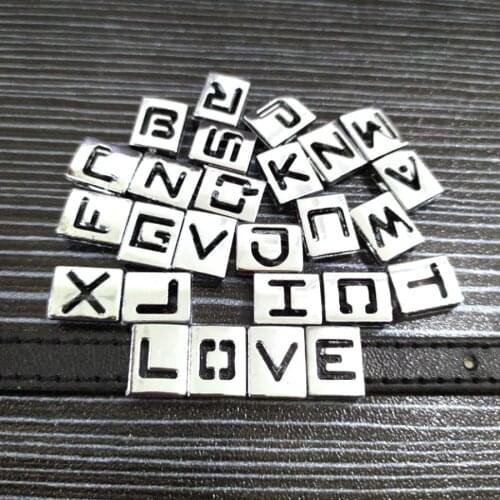 8MM HOLLOW slide diy letters "A-P" (10 pieces/lot) Slide Charms Fit DIY Wristband & Bracelet