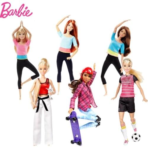 Original Barbie 6 Style Gymnastics Yoga Doll DHL81 Skateboard Movement Barbie Doll Girl Christmas Birthday Toys Gift FTG80