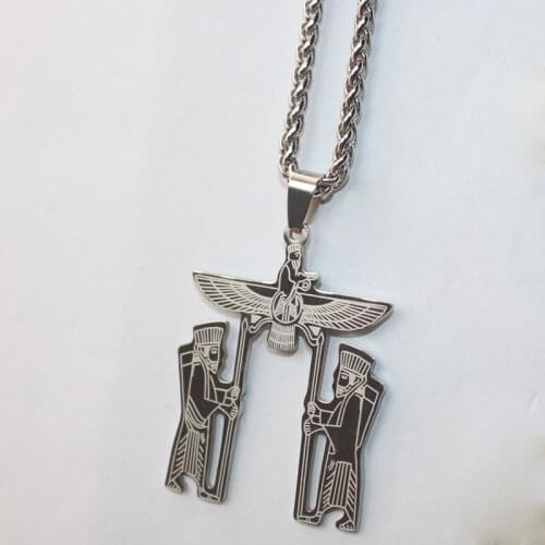 Ahura Mazda Farvahar Zoroastrian Persian stainless steel pendant necklace accept drop shipping