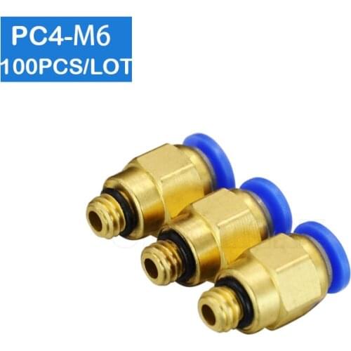 Free shipping HIGH QUALITY 100pcs PC4-M6, 4mm to M6 Pneumatic Connectors male straight one-touch fittings